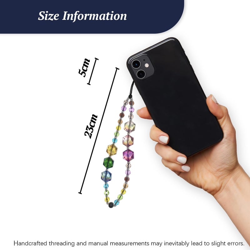 WCCH Beaded Phone Charm Y2K Kawaii Handmade Acrylic Phone Lanyard Wrist Strap for Camera Bag Airpods Keychain Charm Colorful Hexagonal Crystal Beads - Image 5